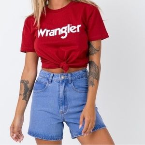 Princess Polly The Swalla High Rise Blue Cotton Denim Shorts 10